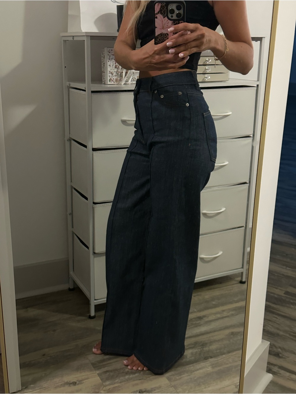Zara Dark Indigo High-Rise Wide-Leg Jeans - Picture 3 of 5